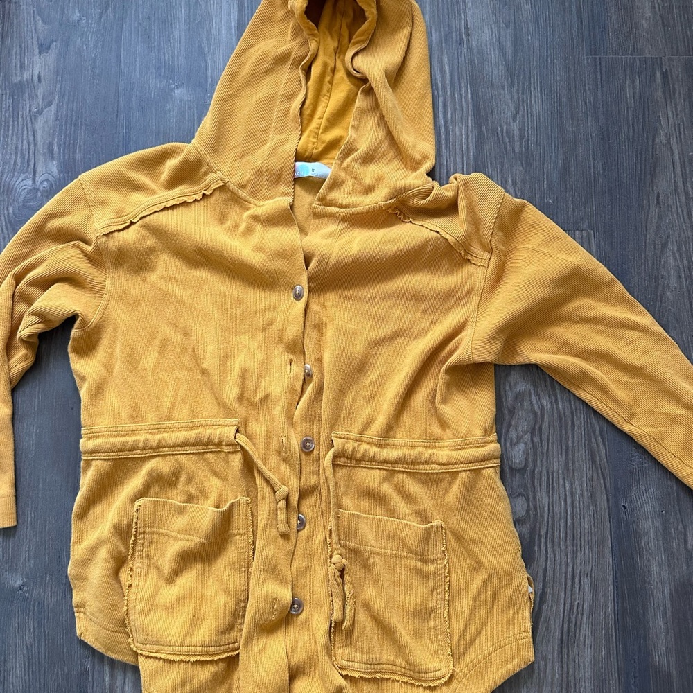 Mustard Yellow Hooded Cardigan - free people